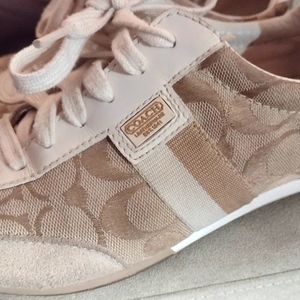 Coach Canvas LOGO and Suede Beige Runners